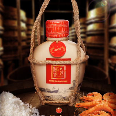 1 Bình gốm Nước mắm Tôm Biển Truyền Thống 60N đạm - Nước mắm Tĩn - 500ml Thơm Ngon Hảo Hạng Không Chất Bảo Quản