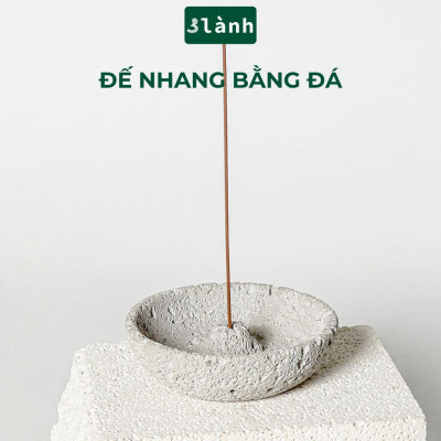 Đế Hứng Nhang Trầm Hương 3 Lành Bằng Đá Rộng Miệng Phong Cách Thiền Nhật Trang Trí Nhà Bàn Thờ Thiền