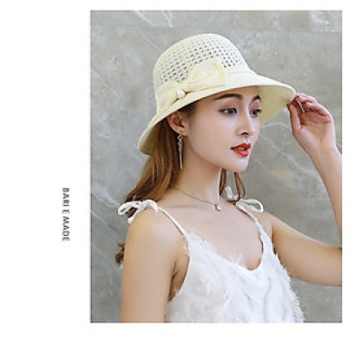 Nón mũ rộng vành nơ đính ngọc trai nhân tạo