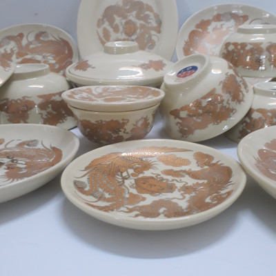 Bộ bát đĩa bàn thờ 17 chi tiết ( Vàng Kim)