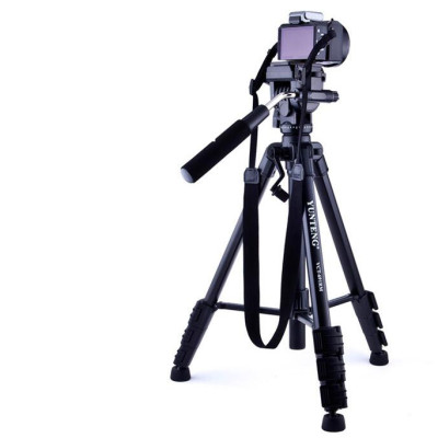 Chân máy YUNTENG VCT-691RM dùng cho máy ảnh, máy quay và điện thoại ( Kèm đầu kẹp xoay 360 độ, Remote và túi đựng) - Hàng chính hãng