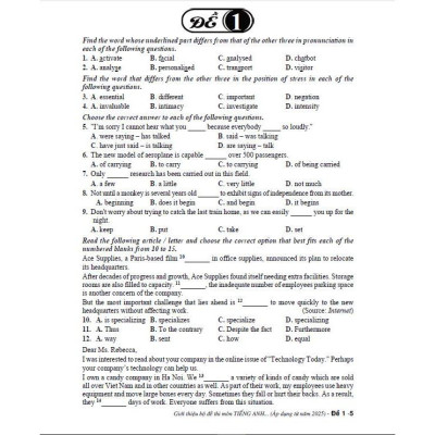 Sách - Giới thiệu bộ đề thi môn tiếng anh tốt nghiệp THPT (theo chương trình GDPT mới - áp dụng từ năm 2025) - HA