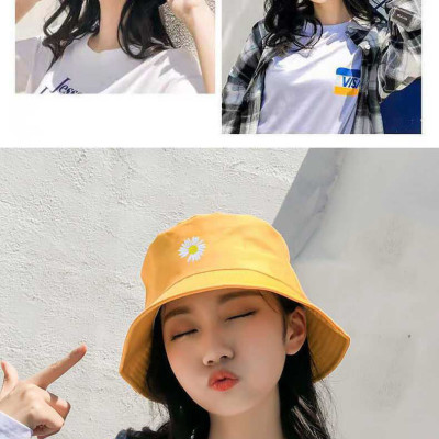 Mũ vành tròn, Mũ Bucket hoa cúc, Nón cụp vành thời trang phong cách cute xinh xắn MD07