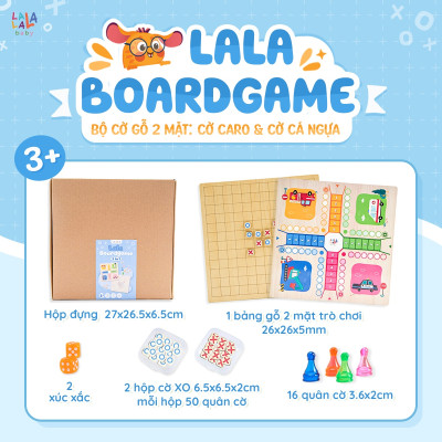 Đồ Chơi Gỗ Boardgame 2in1 Cờ Caro kèm Cờ Cá Ngựa – Lalala Baby