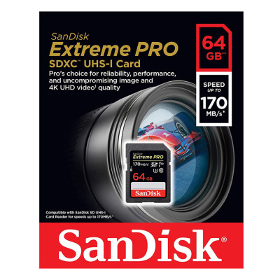Thẻ Nhớ SDXC SanDisk Extreme Pro U3 V30 1133X 64GB 170MB/s - Hàng Chính Hãng