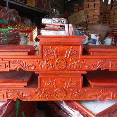 Tam sơn tam cấp bục kệ bát hương bát nhang bằng gỗ hương kt mặt vuông 20cm