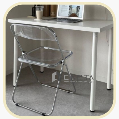 Ghế nhựa trong suốt gấp gọn Ghế Acrylic khung thép mạ cao cấp Ghế decor chụp hình đẹp Folding chairs CT3618-S