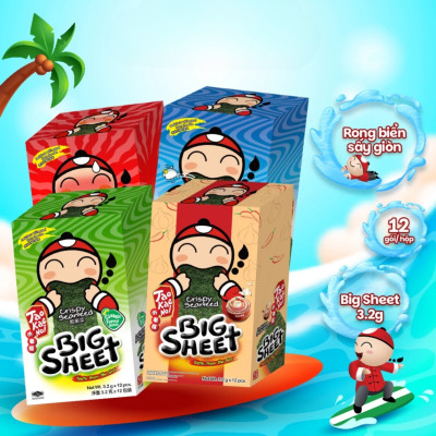 Hộp 12 Gói Rong biển TaoKaeNoi BIG SHEET Vị Cay