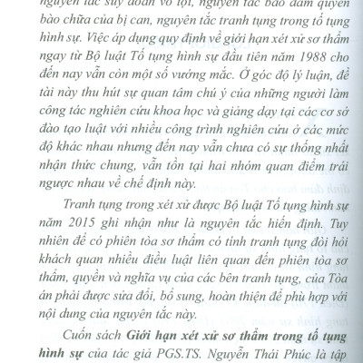 Giới Hạn Xét Xử Sơ Thẩm Trong Tố Tụng Hình Sự (Sách Chuyên Khảo) 