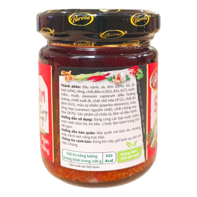 Nước Dùng Lẩu Riêu Cua Barona 230g tươi ngon chuẩn vị không cần nêm nếm và 1 hũ Sa tế Tôm XO Thượng hạng Barona 100g