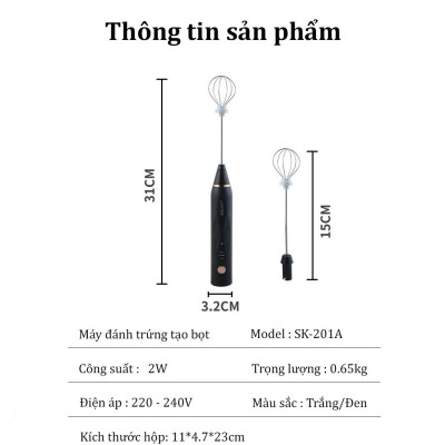 Máy đánh trứng, tạo bọt sữa cafe SOKANY thiết kế cầm tay cỡ nhỏ tiện dụng cho gia đình - SK201A - HÀNG CHÍNH HÃNG