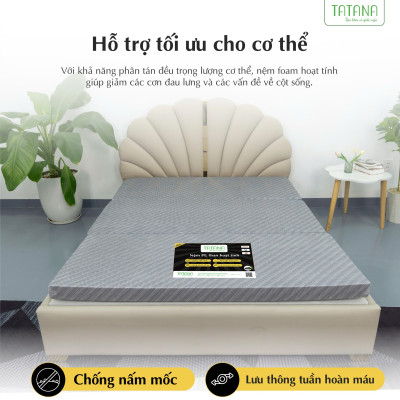 Nệm PE Than Hoạt Tính Gấp 3 Tatana  – Vải Valize Cao Cấp – Kháng Khuẩn, Thoáng Mát