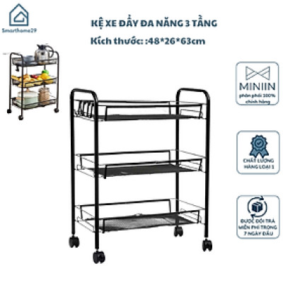 Xe Đẩy Đa Năng 3 Tầng – Kệ Nhà Bếp - Kệ Spa Mặt Lưới Nhập Khẩu Cao Cấp - Hàng Chính Hãng MINIIN