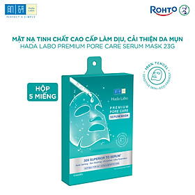 Hộp mặt nạ tinh chất làm dịu và cải thiện da mụn, nhạy cảm cao cấp Hada Labo Premium Pore Care Serum Mask (115g/5 miếng)