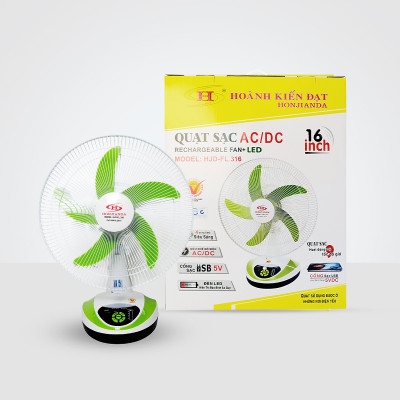 Quạt Sạc Tích Điện Honjianda HJD-FL316 loại 2 bình - Hàng Chính Hãng