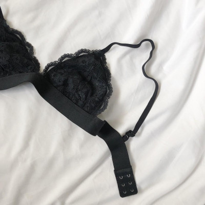 Áo Lót Ren Pha Cotton Huyenmay - Hoa Đen