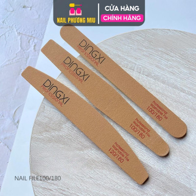Dũa Da Bò Dingxi Màu Nâu Vàng Độ Nhám 100/180 Làm Nail, Dũa Móng Dày Nhiều Form Thẳng, Kim Cương, Cong, Bầu, Tròn Nail Phương Miu