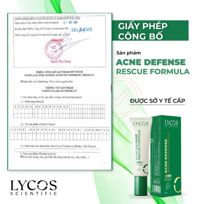 Kem Chấm Mụn 4H Lycos - Kem Mụn ACNE DEFENSE RESCUE FORMULA LYCOS 10G : Giảm Sưng Viêm, Kháng Khuẩn & Gom Cồi Acne Defense Rescue Formula Lycos – 10g