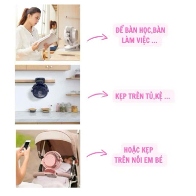 Quạt Mini Tích Điện Kẹp Bàn F60 - 5 Tốc Độ Gió, Xoay 720 Độ, Lồng Quạt 15cm, Sạc Type C - HÀNG CHÍNH HÃNG MINIIN