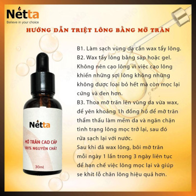 Mỡ trăn nguyên chất Netta - Chuyên dùng sau khi wax lông lọ 30ml