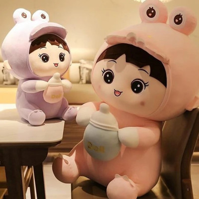 Thú nhồi bông bé khủng long ôm bình sữa - Size từ 45cm đến 85cm - Quà tặng em bé ôm bình sữa cute.