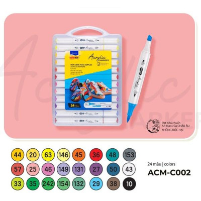 Hộp 24 Bút Lông Màu Acrylic Markers 2 Đầu - Colokit ACM-C002
