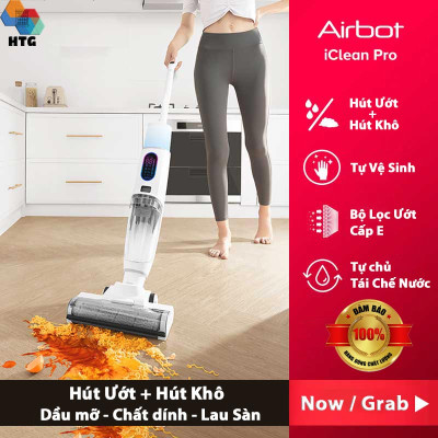 Máy hút bụi lau nhà airbot iClean Pro tích hợp tự động giặt Dẻ, 3 công việc trong 1, hút và lau chuyên sâu, hàng chính hãng