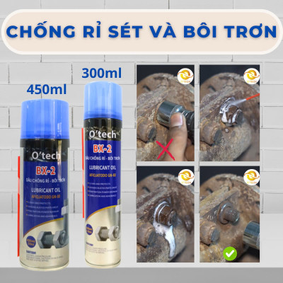 Bình Xịt Chống Rỉ Sét Bôi Trơn Đa Năng Cho Kim Loại O’tech BX-2 (450ml) Lubricant Oil - Hàng Chính Hãng