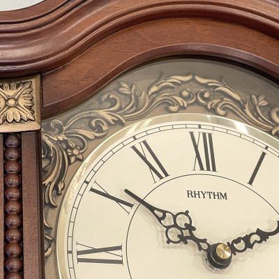 Đồng hồ treo tường RHYTHM SIP (Sound In Place) Wall Clocks CMJ524NR06 (Kích thước 28.5 x 59.0 x 12.0cm), Vỏ màu Nâu