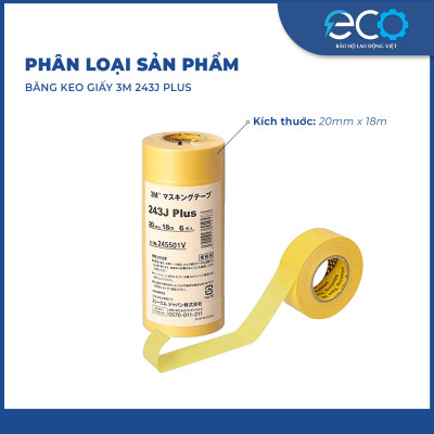 Băng keo giấy 3M 243J Plus dùng chạy chỉ siêu dai, chịu nhiệt tốt, không độc hại