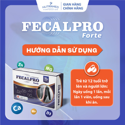 Viên uống Fecalpro Forte hỗ trợ bổ sung Canxi hữu cơ, khoáng chất giúp xương khỏe mạnh (30 viên) - Nutramed