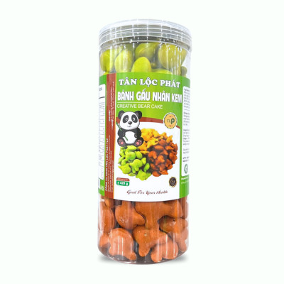 BÁNH GẤU NHÂN KEM 3 MÀU MÓN NGON TUỔI THƠ - HŨ 420G