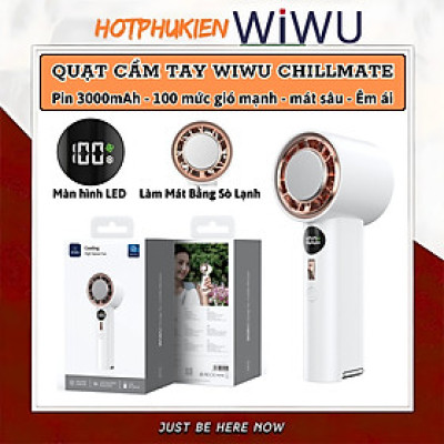 Quạt cầm tay turbo sò lạnh mini siêu mát Pin trâu 3000 mAh, nhỏ gọn linh hoạt hiệu WIWU Wi-FS016 ChillMate - 100 chế độ gió, thiết kế đẹp, bền - hàng nhập khẩu