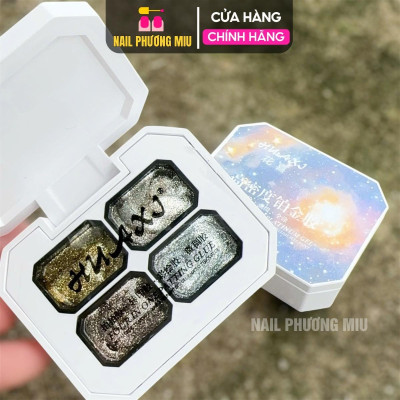Gel Nhũ Bạch Kim Vẽ Viền Móng 4 Màu Huaxi Siêu Sáng Bóng Cao Cấp Đậm Đặc Làm Nail, Chống Thấm Nước Mùi Nhẹ, Không Cần Rửa, Lâu Trôi