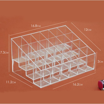 Khay đựng son mica 24 ô trong suốt V.2, Khay đựng mỹ phẩm, son môi, dụng cụ trang điểm 24 ô GROFA