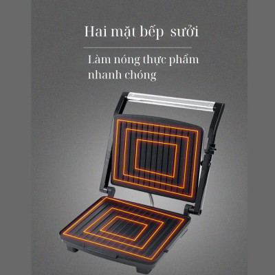 Máy kẹp nướng bánh mì SOKANY SK-202 ép bánh sandwich, rán trứng, nướng thịt CHỐNG DÍNH đa năng dễ dang vệ sinh - HÀNG CHÍNH HÃNG