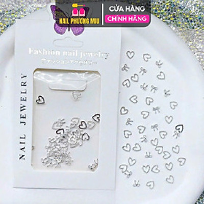 Set 30 Charm Nơ Tim Hàn Quốc Kim Loại Mix Làm Nail Siêu Xinh, Trang Trí Móng Sang Trọng Nữ Women