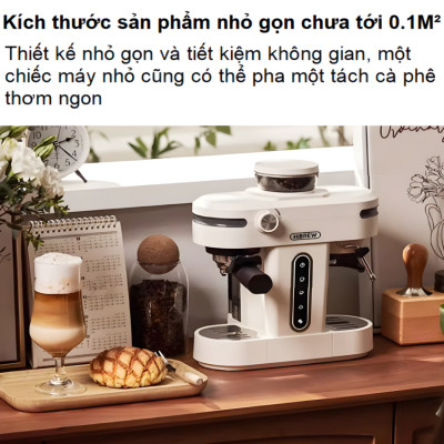 Máy pha cà phê bán tự động kiêm xay cà phê 15 chế độ Espresso, Cappuccino, Latte thương hiệu Mỹ cao cấp HiBREW H14 - Hàng Nhập Khẩu