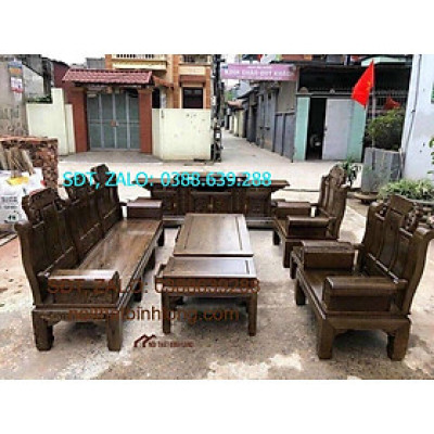 Bộ bàn ghế phòng khách gỗ mun đuôi công