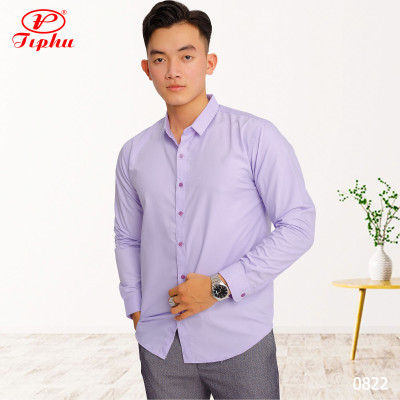 Áo sơ mi nam công sở màu trơn, form slim fit không túi, vải Bamboo, phong cách Hàn, vạt bầu, Amazing
