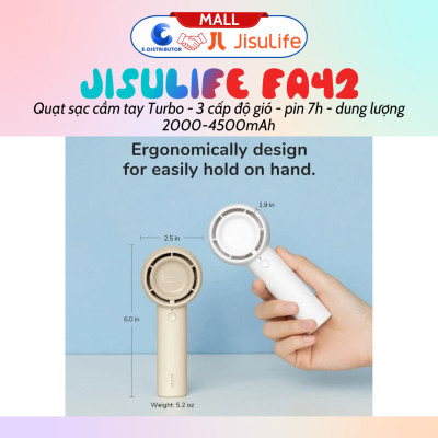 Quạt mini cầm tay JisuLife FA42 - dung lượng pin 2000 - 4500mAh - Hàng chính hãng