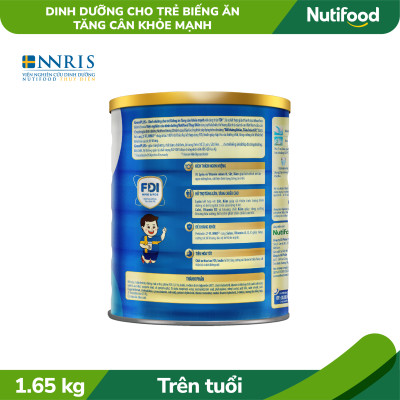 Sữa Bột GrowPLUS+ Biếng Ăn (Xanh) cho trẻ tăng cân khoẻ mạnh 2+ Lon 1,65KG