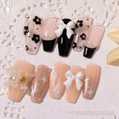 Charm Nơ Nhựa Mix Màu Đen Trắng Gắn Nail 3D Nghệ Thuật, Set Nơ 50 Chiếc Trang Trí Móng Dùng Làm Nail Nữ - Nail Phương Miu Women Sơn Gel