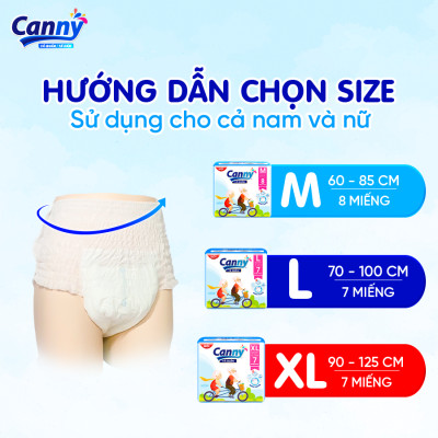 Combo 3 Tã/Bỉm Quần Người Lớn Canny Siêu Mềm, Siêu Thấm, Kháng Khuẩn, Tiết Kiệm Size M8/L7