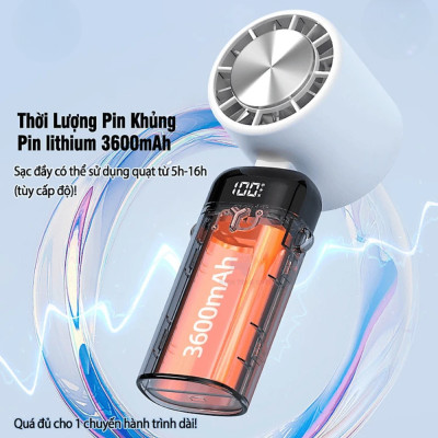 Quạt tích điện nén đá lạnh mini XM Youpin Losky LT-S3213 siêu mát pin khỏe, sử dụng cầm tay để bàn đeo cổ, kèm đế giữ điện thoại - Hàng nhập khẩu