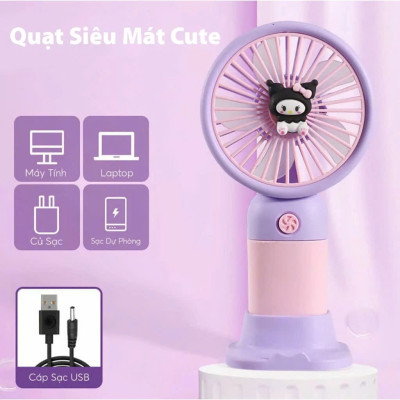 Quạt Mini Để Bàn, Quạt Tích Điện Sạc USB - Quạt Cầm Tay Tốc Độ, Điều Chỉnh Hướng Gió Xoay 360 Độ, Kiểu Dáng Sang Trọng , Không Gây Ồn, Pin Sạc - Giao Màu Ngẫu Nhiên - Hàng Nhập Khẩu
