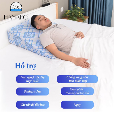 GỐI CHỐNG TRÀO NGƯỢC DẠ DÀY NGƯỜI LỚN HANAKO, GIẢM HẲN HO, NGỨA HỌNG, SẠCH PHỔI, CHỐNG PHÙ MẶT - 18cm - HÀNG THƯƠNG HIỆU