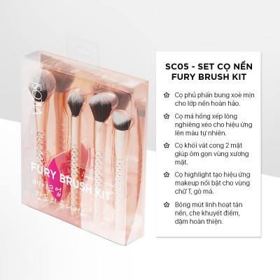 SC05 - BỘ KIT 4 CỌ VÀ 1 BÔNG PHẤN VACOSI, PHIÊN BẢN GOLDEN DRAGON - FURY THE FLAWLESS FACE BRUSH KIT, 5PCS