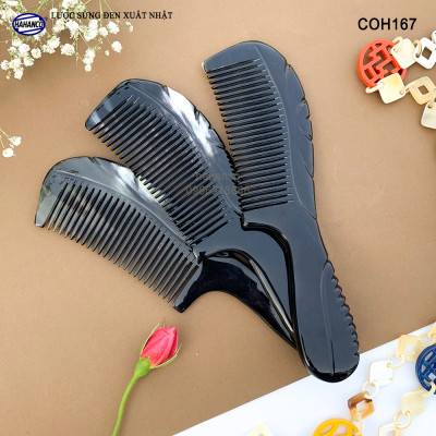 Lược sừng đen xuất Nhật (Size: XL - 20cm) COH167 - thân khía cao cấp đẹp hoàn hảo - phù hợp cho mọi gia đình