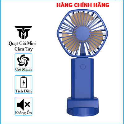 Quạt Cầm Tay Mini Tích Điện Teement , Có Giá Đở Điện Thoại, Sạc USB Di Động Tiện Lợi, Phiên Bản Nâng Cấp - Hàng Chính Hãng
